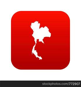 Thailand map icon digital red for any design isolated on white vector illustration. Thailand map icon digital red