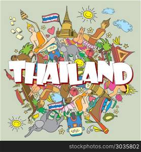 Thailand . Set Thai color vector icons and symbols , vector illu. Thailand . Set Thai color vector icons and symbols , cartoon vector illustration. Thailand . Set Thai color vector icons and symbols , vector illu