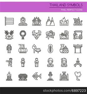 Thailand Symbols , Thin Line and Pixel Perfect Icons