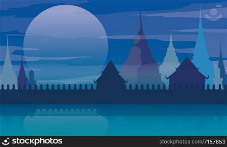 Thailand temple poster vector illustration