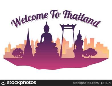 Thailand top famous landmark silhouette style on island famous landmark silhouette style,welcome to Thailand,travel and tourism,vector illustration