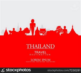 Thailand travel flat style. Vector and Illustration