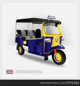 Thailand Tuk Tuk Car Vector Illustration
