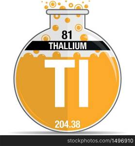 Thallium symbol on chemical round flask. Element number 81 of the Periodic Table of the Elements - Chemistry. Vector image