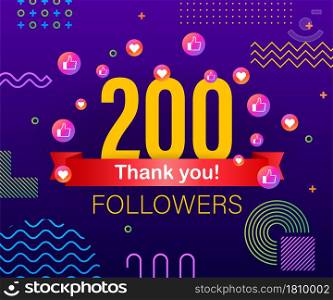 Thank you 200 followers numbers. Congratulating multicolored thanks image for net friends likes. Thank you 200 followers numbers. Congratulating multicolored thanks image for net friends likes.