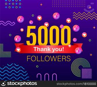 Thank you 5000 followers numbers. Congratulating multicolored thanks image for net friends likes. Thank you 5000 followers numbers. Congratulating multicolored thanks image for net friends likes.