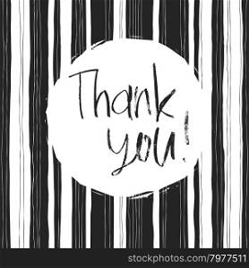 Thank you card. Abstract black and white stripes pattern.