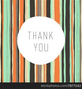 Thank you card, vector. Retro colors stripes pattern