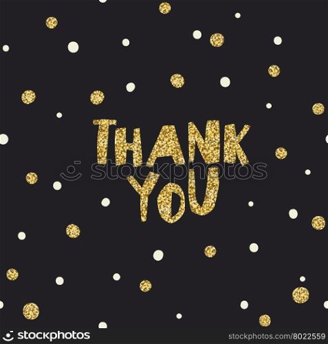 Thank you card. White and Golden Chaotic Dots.