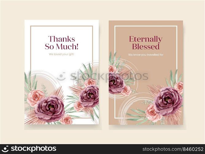 Thank you card with wedding ceremony concept design watercolor illustration
