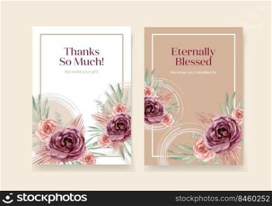 Thank you card with wedding ceremony concept design watercolor illustration
