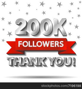 Thank you followers, thanks banner template. follower achievement congratulation silver design for social networks, media. Web blogger subscribers. Vector illustration