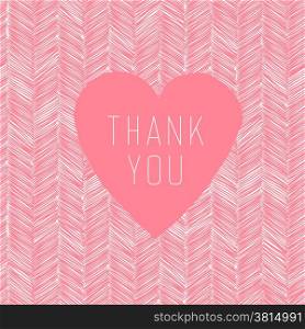 Thank You Hand Drawn Card With Heart Label