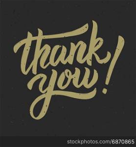 Thank you! Hand drawn lettering phrase on white background. Vector illustration