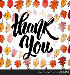 Thank you. Hand drawn positive quote. Vector illustration