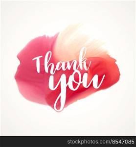thank you lettering on red paint or watercolor