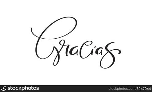 Thank you vector lettering text in spanish Gracias. Hand drawn phrase. Handwritten modern brush calligraphy for invitation and greeting card, t-shirt, prints and posters.. Thank you vector lettering text in spanish Gracias. Hand drawn phrase. Handwritten modern brush calligraphy for invitation and greeting card, t-shirt, prints and posters