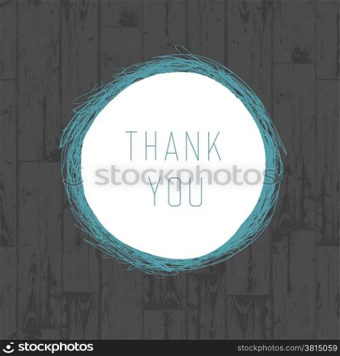 Thank you vintage greeting card with wooden background. Vector