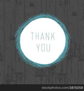 Thank you vintage greeting card with wooden background. Vector