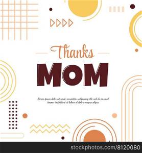 Thanks Mom Mother Day Square Card Memphis Abstract Style