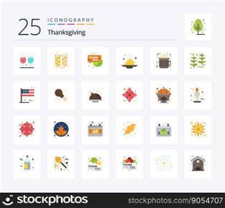Thanksgiving 25 Flat Color icon pack including thanks day. food. email. cafe. thanksgiving