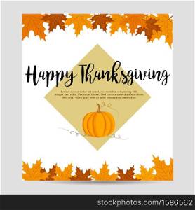 Thanksgiving autumn, fall background with foliage and pumpkin. Thanksgiving autumn, fall background with pumpkin and foliage