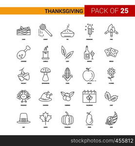 Thanksgiving Black Line Icon - 25 Business Outline Icon Set
