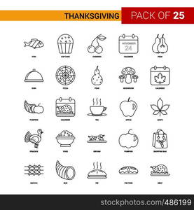 Thanksgiving Black Line Icon - 25 Business Outline Icon Set