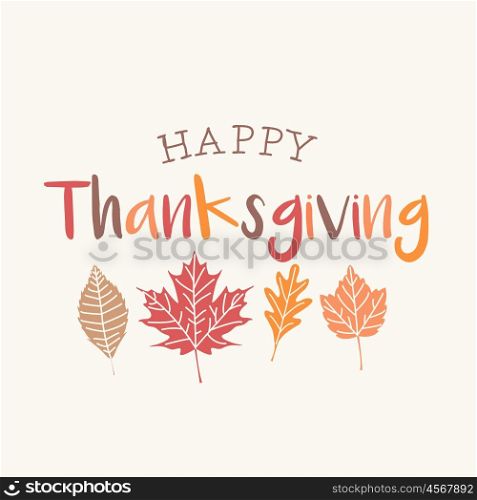 Thanksgiving card with autumn leaves. Editable vector design.
