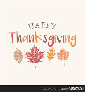 Thanksgiving card with autumn leaves. Editable vector design.
