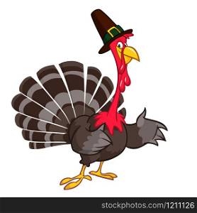 Thanksgiving Cartoon Turkey bird. Vector illustration of funny turkey character clipart
