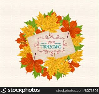 Thanksgiving. Colorful autumn leaves on a old paper