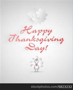 Thanksgiving Day Background With Maple Leafs, Turkey And Title Inscription