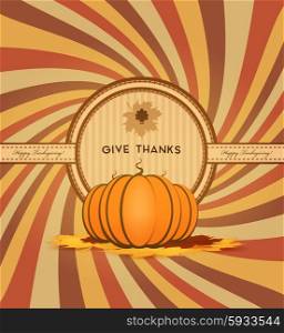 Thanksgiving Day Background With Pumpinks, Maple Leafs And Title Inscription
