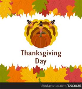 Thanksgiving day, banner with autumn leaves vecor. Thanksgiving day, banner with autumn leaves