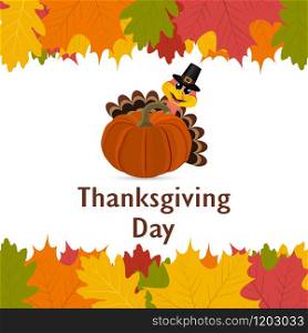 Thanksgiving day, banner with autumn leaves vector illustration. Thanksgiving day, banner with autumn leaves