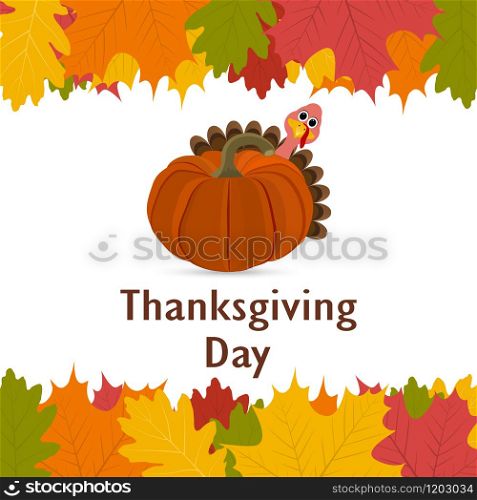 Thanksgiving day, banner with autumn leaves vector illustration. Thanksgiving day, banner with autumn leaves