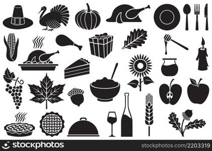 Thanksgiving Day icons set