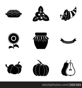 Thanksgiving day icons set. Simple illustration of 9 thanksgiving day vector icons for web. Thanksgiving day icons set, simple style