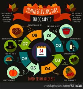 Thanksgiving Day infographic elements in flat style for any design. Thanksgiving Day infographic elements, flat style
