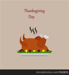 Thanksgiving day logo design, roasted turkey
