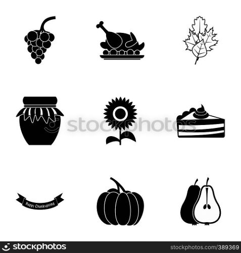 Thanksgiving feast icons set. Simple illustration of 9 thanksgiving feast vector icons for web. Thanksgiving feast icons set, simple style
