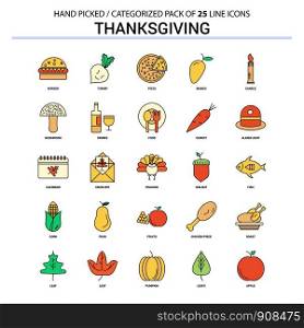 Thanksgiving Flat Line Icon Set - Business Concept Icons Design