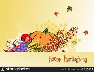 thanksgiving foliage or greeting card, vector illustration