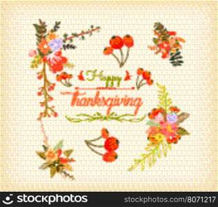 Thanksgiving hand drawn floral lettering card