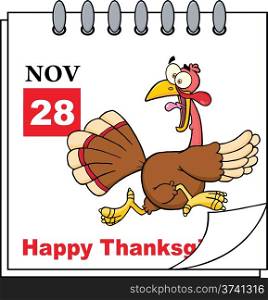 Thanksgiving Holiday Calendar With Cartoon Turkey Escape