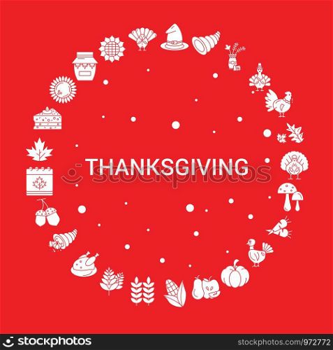 Thanksgiving Icon Set. Infographic Vector Template