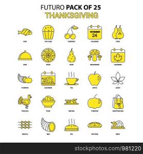 Thanksgiving Icon Set. Yellow Futuro Latest Design icon Pack