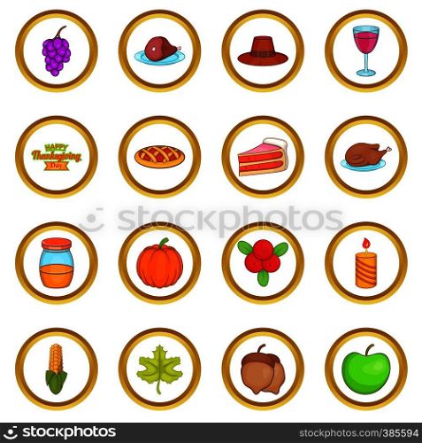 Thanksgiving vector set in cartoon style isolated on white background. Thanksgiving vector set, cartoon style