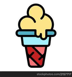 Thawed ice cream icon. Outline thawed ice cream vector icon color flat isolated. Thawed ice cream icon color outline vector